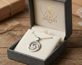 Minimalist Spiral Pendant, Dainty Circle Swirl Charm, Modern Geometric Jewelry Gift for Her
