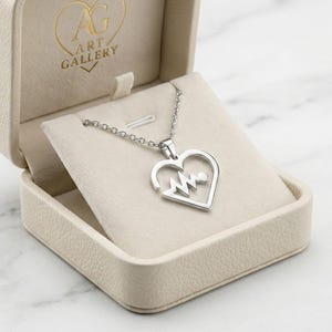 Sterlingzilveren hartslagketting, hanger ECG-pulse, medische sieraden