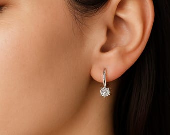 925 Sterling Silver Solitaire Stud Earrings, Cubic Zirconia Stone, Minimalist Earrings