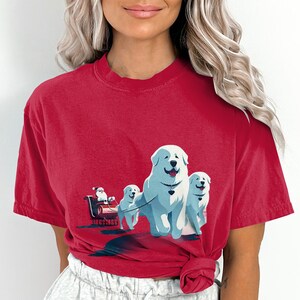 perro de los pirineos, trineo de navidad, regalo, camiseta de perro de los pirineos, espíritu navideño, regalo de navidad