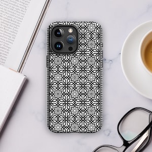 iPhone case - Islamic geometric art with a grid pattern of squares - Tough/Glossy/Matte 11, 12, 13, 14, 15 / Mini / Plus / Pro / Pro Max
