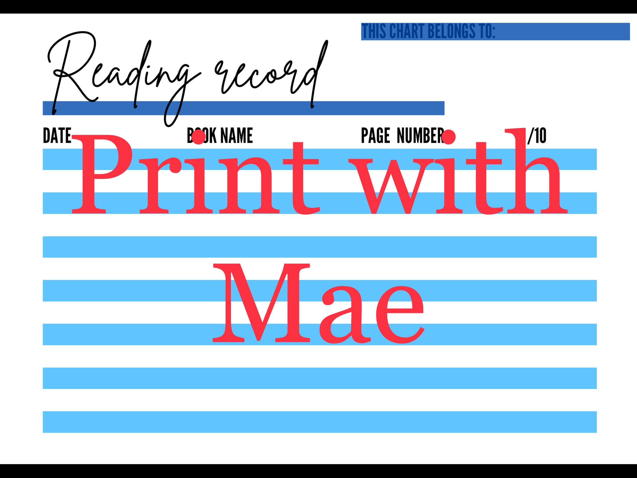Blue Reading Charts - Printable Document - Etsy