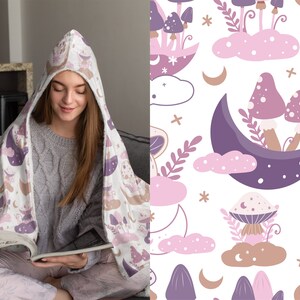 Mushroom Hoodie Blanket, Hooded Blanket Celestial Aesthetic, Cottagecore Blanket Hoodie, Wearable Sherpa Blanket, Unique Holiday Gift