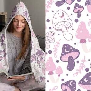 Mushroom Hoodie Blanket, Hooded Blanket Celestial Aesthetic, Cottagecore Blanket Hoodie, Wearable Sherpa Blanket, Unique Holiday Gift