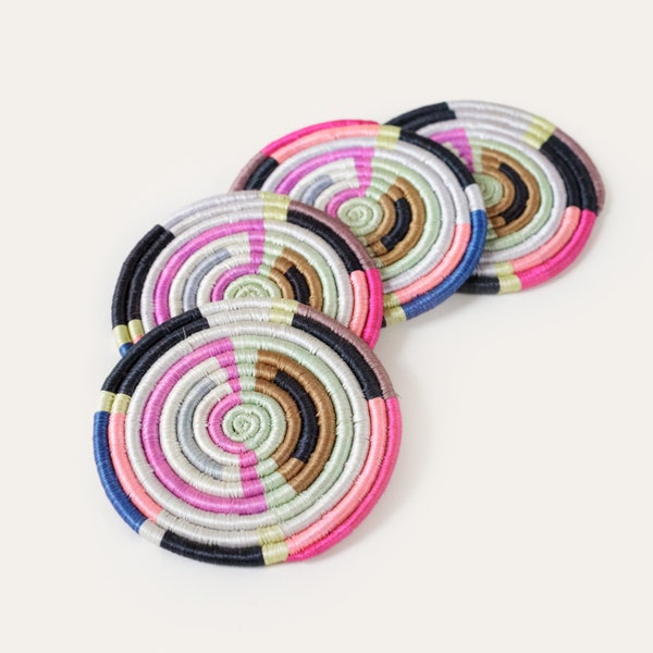 Multi Colored Handwoven Coasters - Set of 4