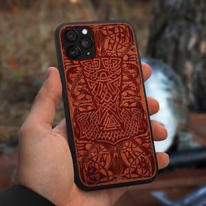 Mjolnir | Engraved Wood Phone Case | Available for iPhone, Galaxy S, Galaxy Z, Galaxy Note, Galaxy A, Pixel Phones and More!