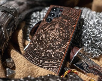 Funda para teléfono Arcane / de madera grabada / ¡Disponible para iPhone, Galaxy S, Galaxy Z, Galaxy A, Pixel y más!