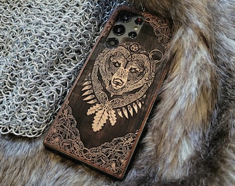 Bear | Engraved Wood Phone Case | Available for iPhone, Galaxy S, Galaxy Z, Galaxy A, Pixel Phones and More!