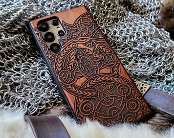 Ouroboros | Engraved Wood Phone Case | Available for iPhone, Galaxy S, Galaxy Z, Galaxy Note, Galaxy A, Pixel Phones and More!