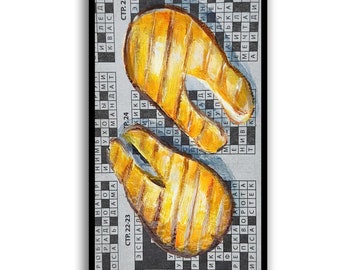 Fried Red Fish Steak Hand Oil Painting on Newspaper: Modern Newspaper Art Coastal wall decor fish wall art Dictionary fine art by SElenaV
