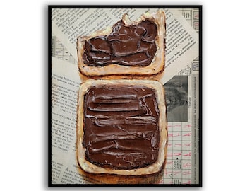 Toast art Chocolate Painting Impasto Painting Bread Painting Food painting Food painting Newspaper Original fine wall art by SElenaV