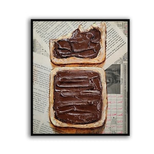 Arte del pane tostato Pittura al cioccolato Pittura all'impasto Pittura al pane Pittura al cibo Pittura al cibo Giornale Arte murale raffinata originale di SElenaV
