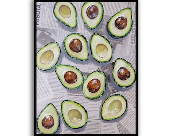 アボカドの壁アート アボカドの絵画 オリジナルの油絵 食べ物の絵画