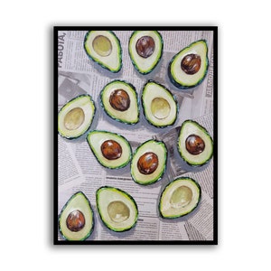 Avocado art Food painting Avocado wall decor Original oil painting Newspaper art Food wall art Still life painting Avocado gift Vegetable ar