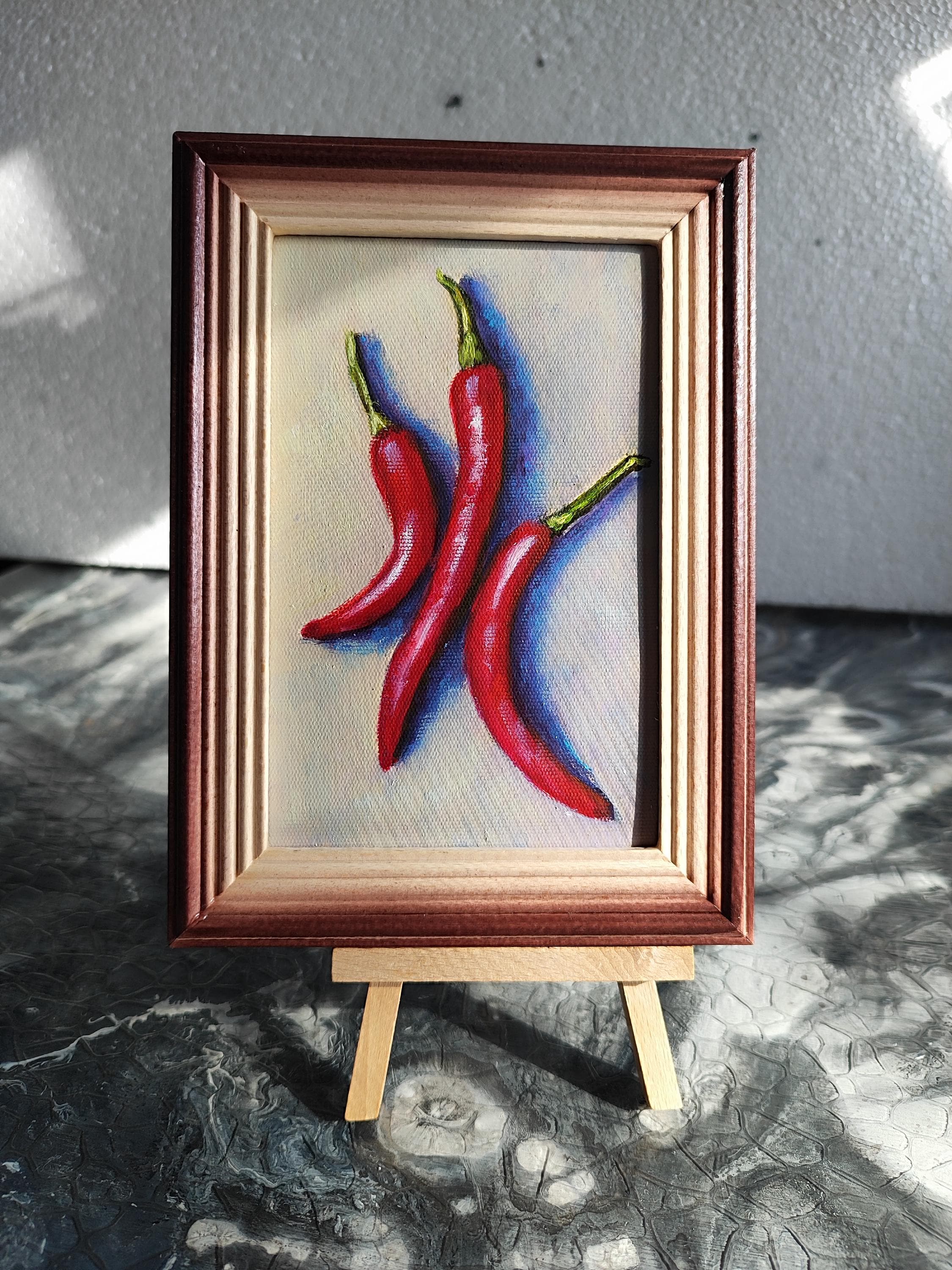 Chili Pepper Painting Pepper Framed Artwork Still Life Wall Art