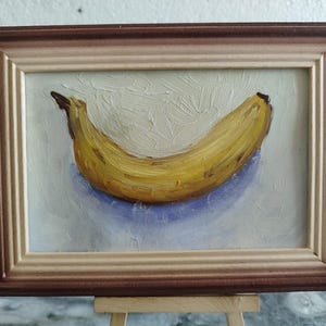 Banana Original Oil painting Fruit Art | Kitchen Decor | Fine Art Gift Home Decor Still Life artwork Decor in wooden frame by SElenaV