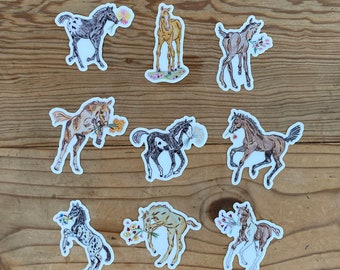 Sticker poulain avec fleurs / Sticker poulain / Sticker cheval / Cadeau pour les amateurs de chevaux / Cadeau équestre / Cadeau cow-girl / Sticker cheval / Sticker poulain