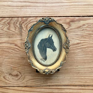 Original Horse Oil Painting / Black Stallion Art / Horse Art / Arabian Horse / Western Decor / Farmhouse Decor / Young Black Stallion