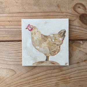 Original Oil Painting of a Chicken / Farmhouse Decor / Chicken Painting / Bird Painting / Countryside Decor