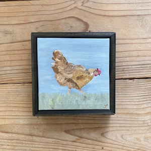 Original Oil Painting of a Chicken / Farmhouse Decor / Chicken Painting / Bird Painting / Countryside Decor
