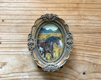 ORIGINAL Horse Artwork / Equestrian Artwork / Framed Horse Art / Horse Oil Painting Art / Original Horse Painting / Minimalist Horse Artwork