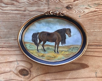 ORIGINAL Horse Artwork / Equestrian Artwork / Framed Horse Art / Vintage Style Horse / Original Horse Painting / Minimalist Horse Artwork