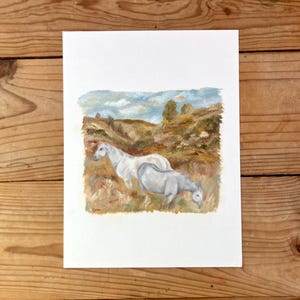 Peinture originale de cheval / oeuvre d'art de cheval / peinture de cheval paysage maussade d'art occidental / cadeau pour les amateurs de chevaux / peinture de paysage / chevaux