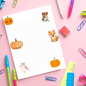 Shiba Inu Fall Stationery Printable | Pumpkin Dog Stationery | Kid Stationery