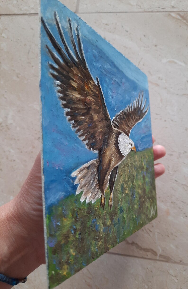 Bald Eagle Original Oil Painting, Signed Handmade Miniature Bird Art ...