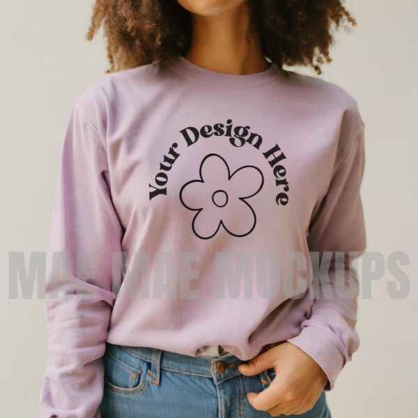 6014 Orchid Comfort Colors Mockup, Orchid Long Sleeve Comfort Colors Mockup, Comfort Colors 6014 Mockup, Comfort Colors Mockups