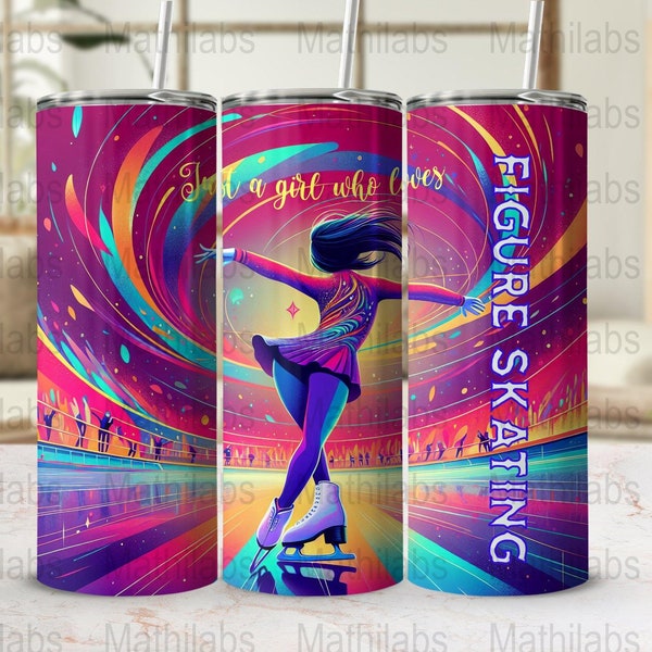 Figure Skating Tumbler 20 oz Skinny Tumbler Sublimation Design, Straight And Tapered Tumbler Wrap, Instant Digital Download PNG