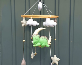 Baby mobile, Baby Mobile dino, Dinosaur mobile, Nursery decor, Baby mobile girl, Nursery baby mobile,Dino nursery decor for crib