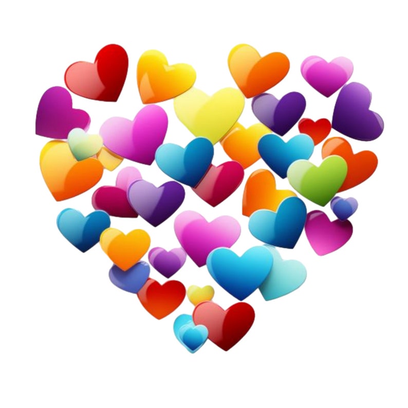 Buntes Valentinstags-Herz-Digital-Bild hochwertiger transparenter PNG für DIY-Handwerk, Dekor und Einladungen Bild 1