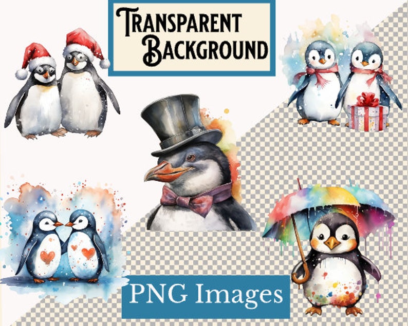 Playful Penguin Clipart Bundle: 21 Colorful Graphics for DIY Projects ...