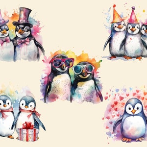 Playful Penguin Clipart Bundle: 21 Colorful Graphics for DIY Projects ...