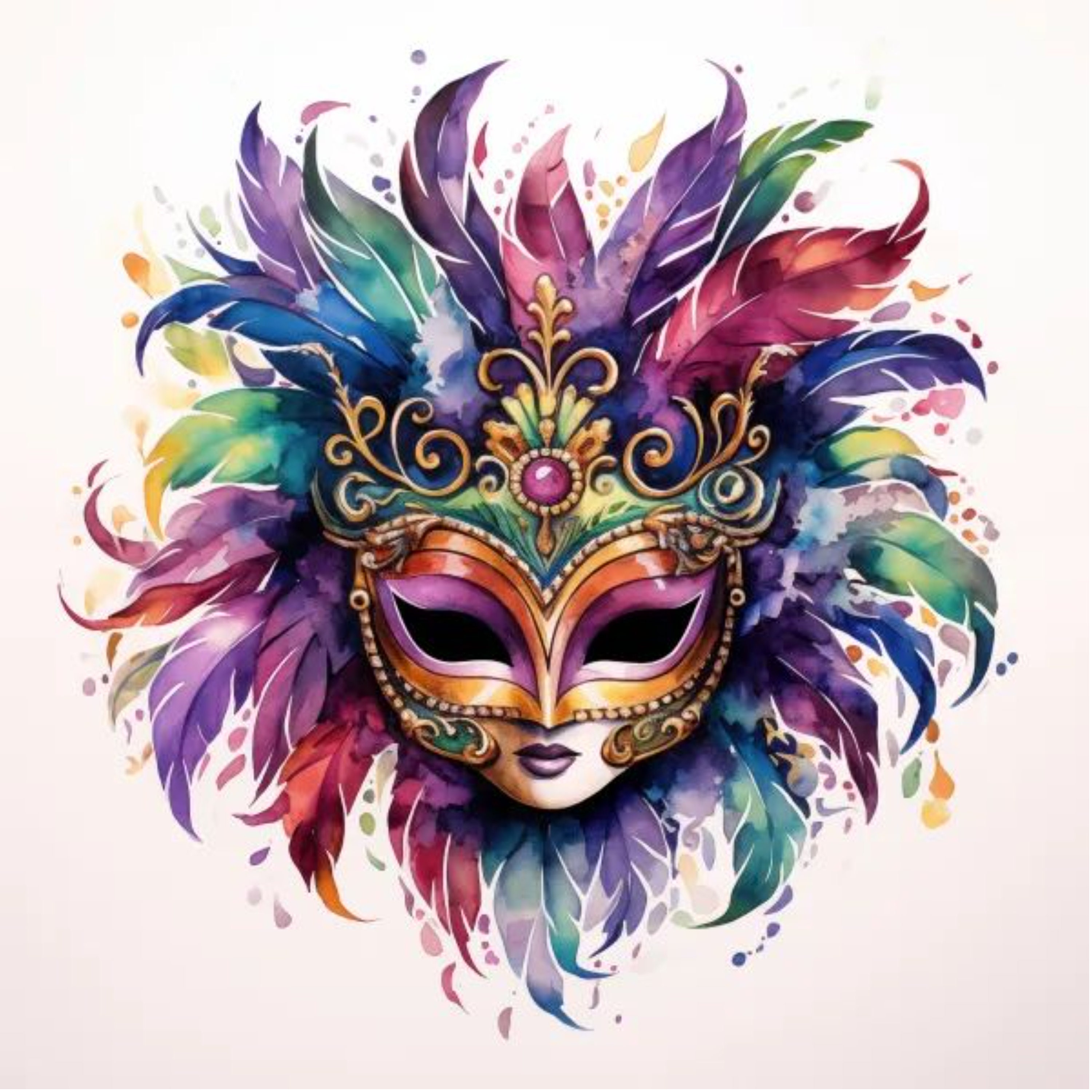 Add a Pop of Color to Your Mardi Gras Party With Digital Mask - Etsy