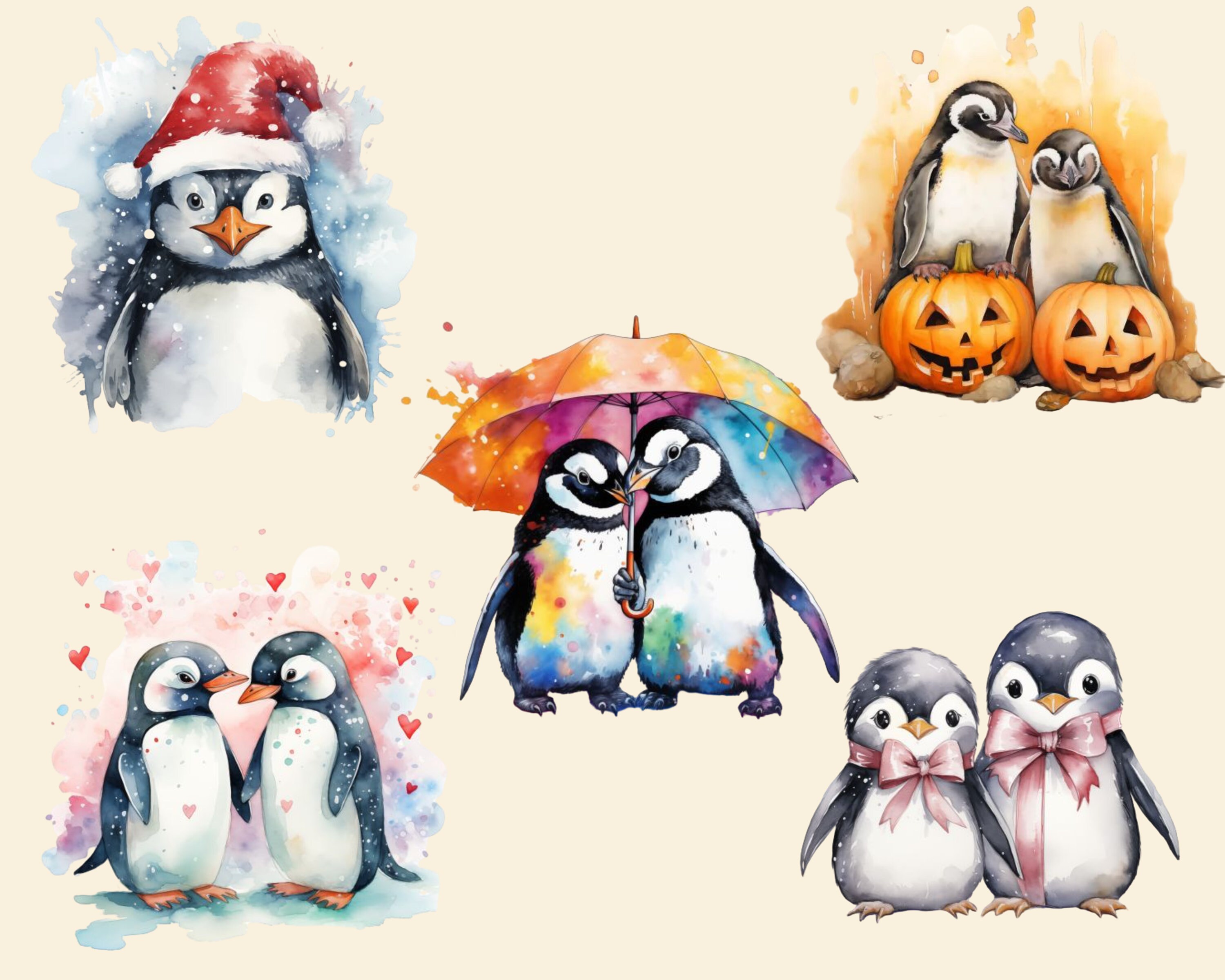 Playful Penguin Clipart Bundle: 21 Colorful Graphics for DIY Projects ...