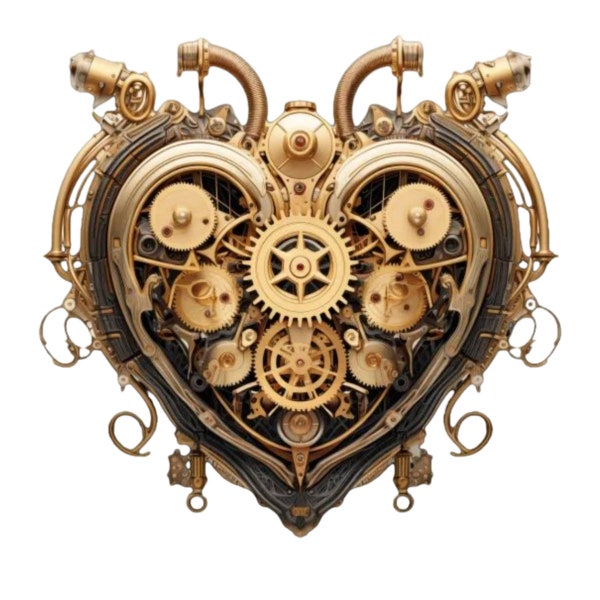 Printable Steampunk Heart Image: Ideal for Scrapbooking, Invitations, and Junk Journaling Digital Clipart .Party Decor