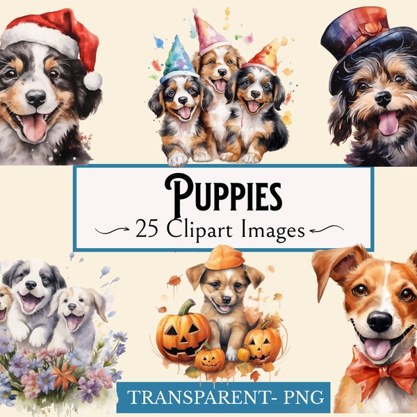 Sweet and Adorable Puppy Clipart Set - 25 Adorable and Sweet Images for Crafts and Design for All Seasons