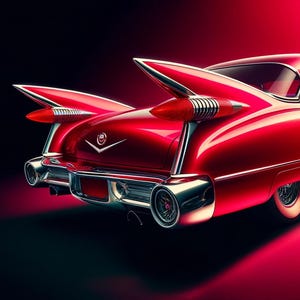 Pink Cadillac Tail Fins Art Print Poster