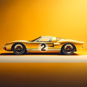 Ford GT40 Yellow side profile print