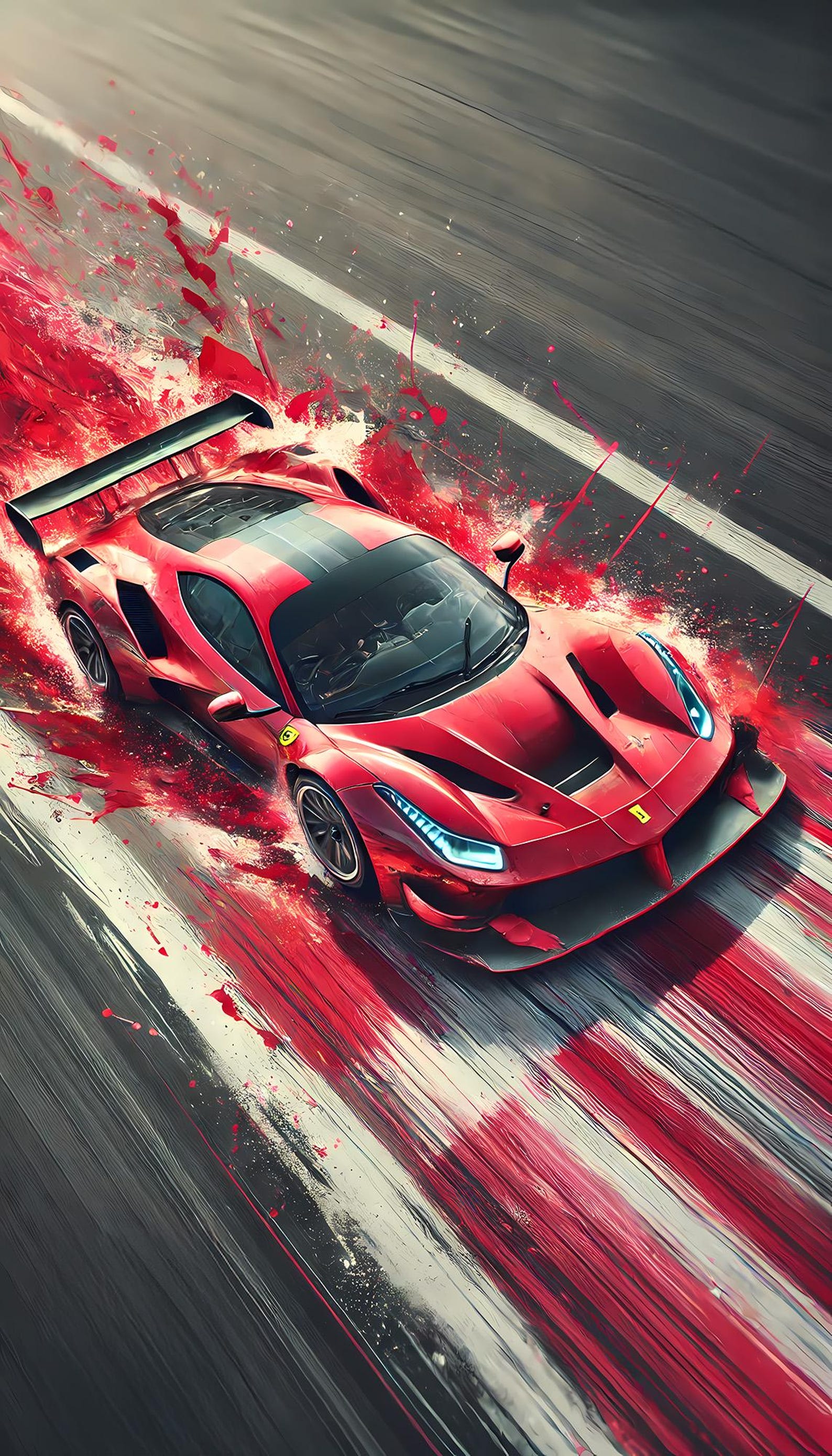 Red Racer - Ferrari Inspired Racing Car, Paint Splat Modern Art Poster ...