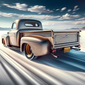 Salt Lake Racer at Bonneville, Ford Pick Up print