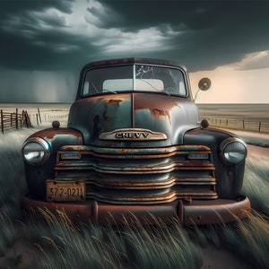 Forgotten Pick Up on American Prairie in Storm print