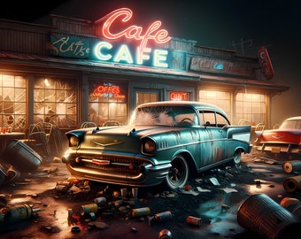 Forgotten American Diner, 57 Chevrolet Bel Air Print