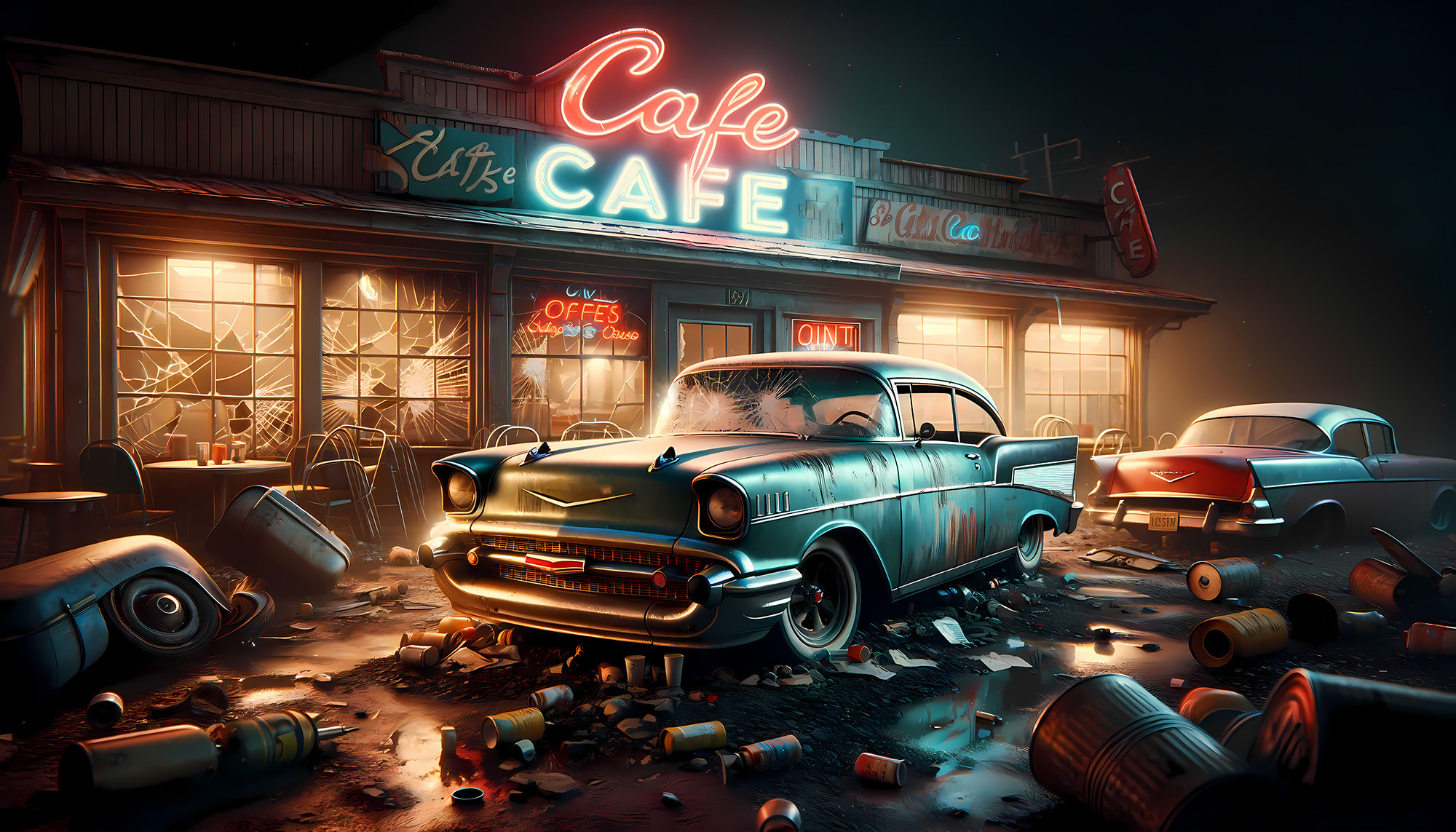 Forgotten American Diner, 57 Chevrolet Bel Air Print