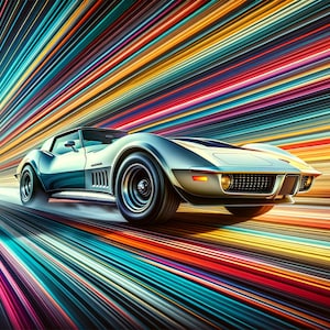 Corvette Rainbow, Chevrolet Corvette Stingray Kunstdruck Poster