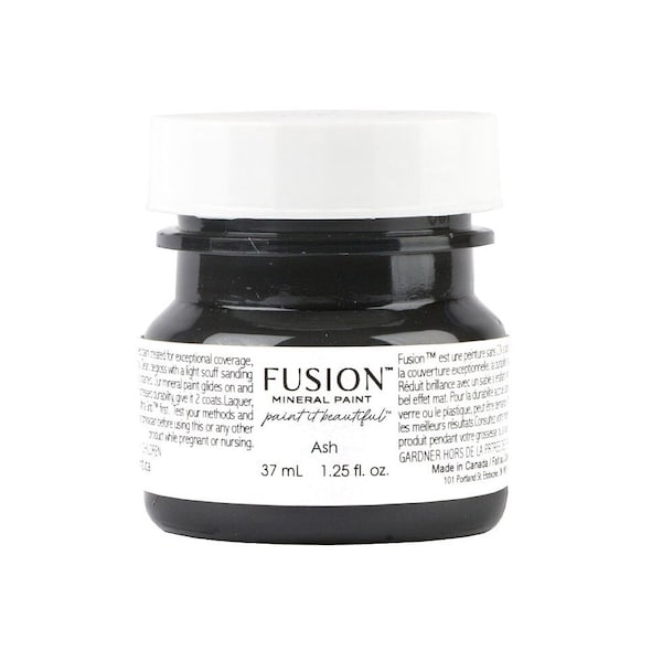 Fusion Mineral Paint Tester - Ash - sample size 1.25 oz, gray, acrylic, all in one, built in topcoat, matte finish- DIY, painting, furniture
