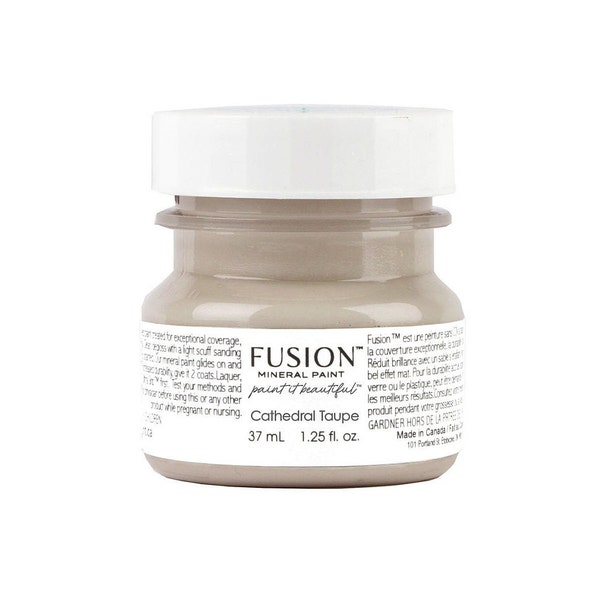 Fusion Mineral Paint Tester - Cathedral Taupe - sample size 1.25 oz, neutral, acrylic, all in one, built in topcoat, matte finish - painting