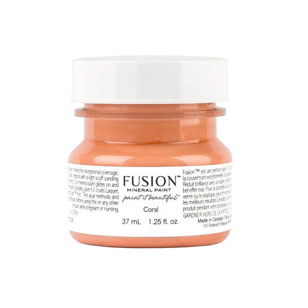 Fusion Mineral Paint Tester - Coral - sample size 1.25 oz, orange, acrylic, all in one, built in topcoat, matte finish - painting, furniture